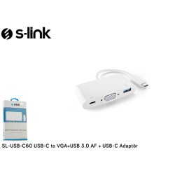 S-link SL-USB-C60 Type-c Erkek To Vga Usb 3.0 Type-c Çevirici