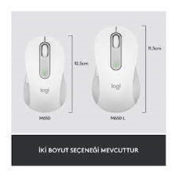 Logitech 910-006238 M650 L Signature Kablosuz Beyaz El Tam Boyutlu Mouse