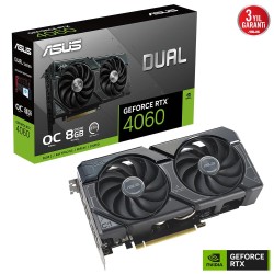 Asus Dual GeForce RTX4060 OC DUAL-RTX4060-O8G 8GB GDDR6 128 Bit DLSS 3 Ekran Kartı