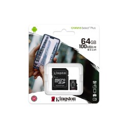 Kingston SDCS2-64GB 64GB micSDXC Canvas Select Plus 100R A1 C10 Card + ADP Hafıza Kartı 