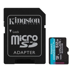 Kingston SDCG3-512GB 512GB microSDXC Canvas Go Plus 170R A2 U3 V30 Card + ADP Hafıza Kartı 