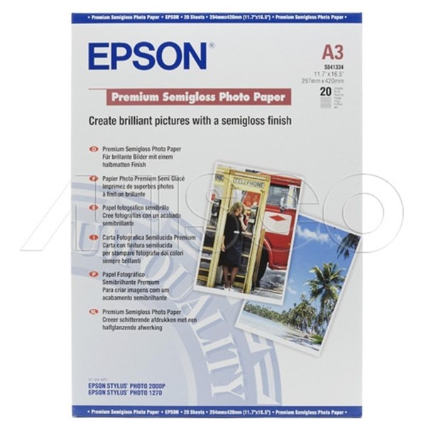 Epson A3 251Gram 20'li Premium Semigloss Fotoğraf Kağıdı S041334