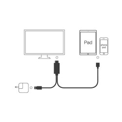 Hytech HY-XO51 Siyah-Gri USB-F to HDMI 1m Mobil Telefon Uyumlu Kablo