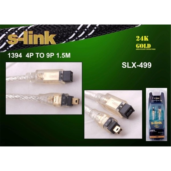 S-link SLX-499 1.5mt 4-9 1394 Firewire Gold Kablo