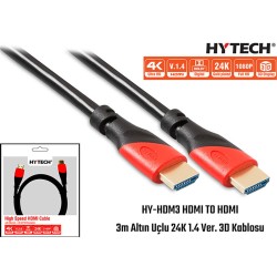 Hytech HY-HDM3 Hdmi To Hdmi 3m Altın Uçlu 24k 1.4 