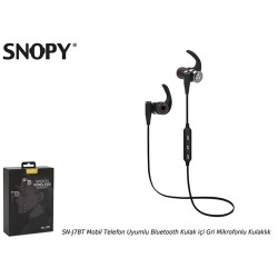 Snopy SN-J7BT Mobil Telefon Uyumlu Bluetooth Kulak içi Gri Mikrofonlu Kulaklık