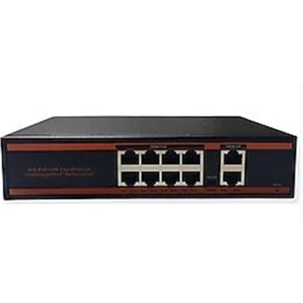 Nova ND1PG0822A 8 Port Poe+ 10-100-1000 Mbps 2 Port 10-100-1000 Mbps Uplink  2 Port SFP Switch 150W