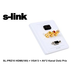 S-link  SL-PRZ10 Hdmı(180) + vga-2 + av-2 Kanal Üst Priz