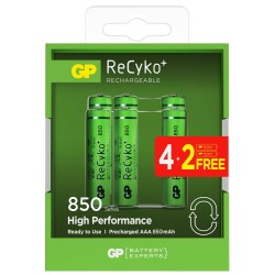 Gp AAA 850 mAh Şarjlı İnce Kalem Pil  4+2'li Paket Recyko GPHCH83BOK