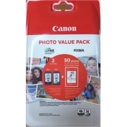 Canon PG-46 CL-56 Multipack 2'li Mürekkep Kartuş 50 adet 10x15 Fotoğraf Kağıdı Hediyeli